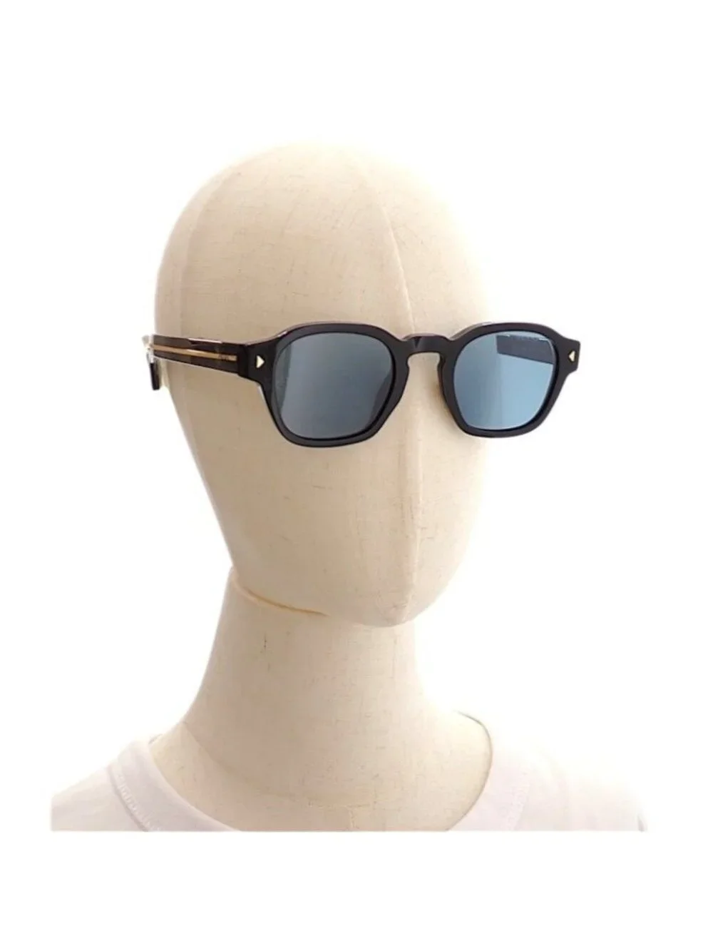 Prada Metal Plaque Sunglasses Eyewear Black Turquoise Blue Gold